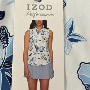 IZOD Women’s Sleeveless Floral Golf Polo Shirt UPF